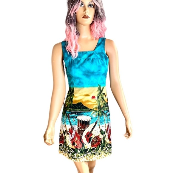 KAD HAWAIIAN Y2K MINI DRESS SUMMER PARTY LIKE NEW WORN ONCE - Picture 1 of 7